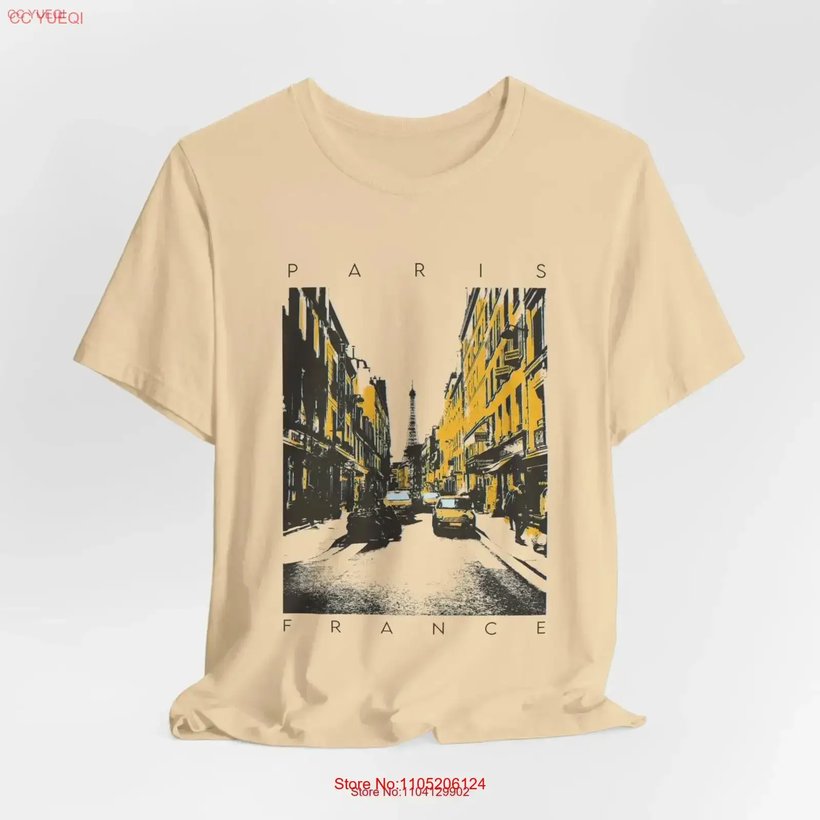 

Paris France T Shirt for City Lovers Streetwear Top Travel Urban Cityscape Abstract vintage Washed Stylish homme Casual