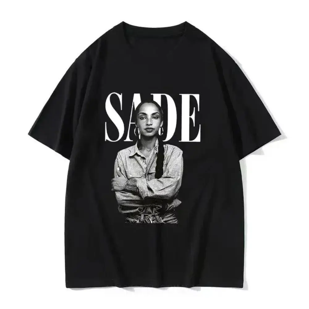Harajuku Y2k T-Shirts Hip-Hop Vintage Kurzarm 90er Jahre Sänger S-Sade Print Grafik T-Shirt Lässige Lose Bedruckte T-Shirts Unisex – Detail 8