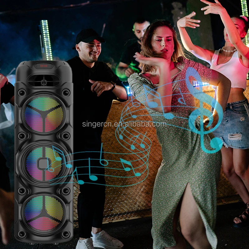 مكبرات صوت بلوتوث محمولة مقاومة للماء للاستخدام الخارجي، مضخم صوت لاسلكي متعدد الوظائف، مركز موسيقى عالي الطاقة للرقص المربع مع ميكروفون