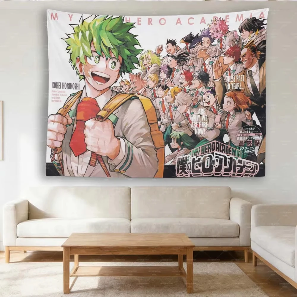 My Hero Academia Class 1-A Large Tapestry, Deku Bakugou Large Wall Tapestry, Anime Room Decoration Items for Bedroom Dorm