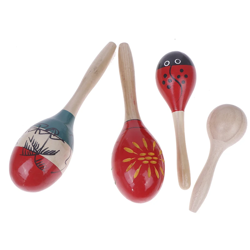 2PCS 귀여운 나무 마라카스 모래 망치 나무 파티 타악기 셰이커 모래 망치 뮤지컬 파티 어린이 셰이커 게임 장난감