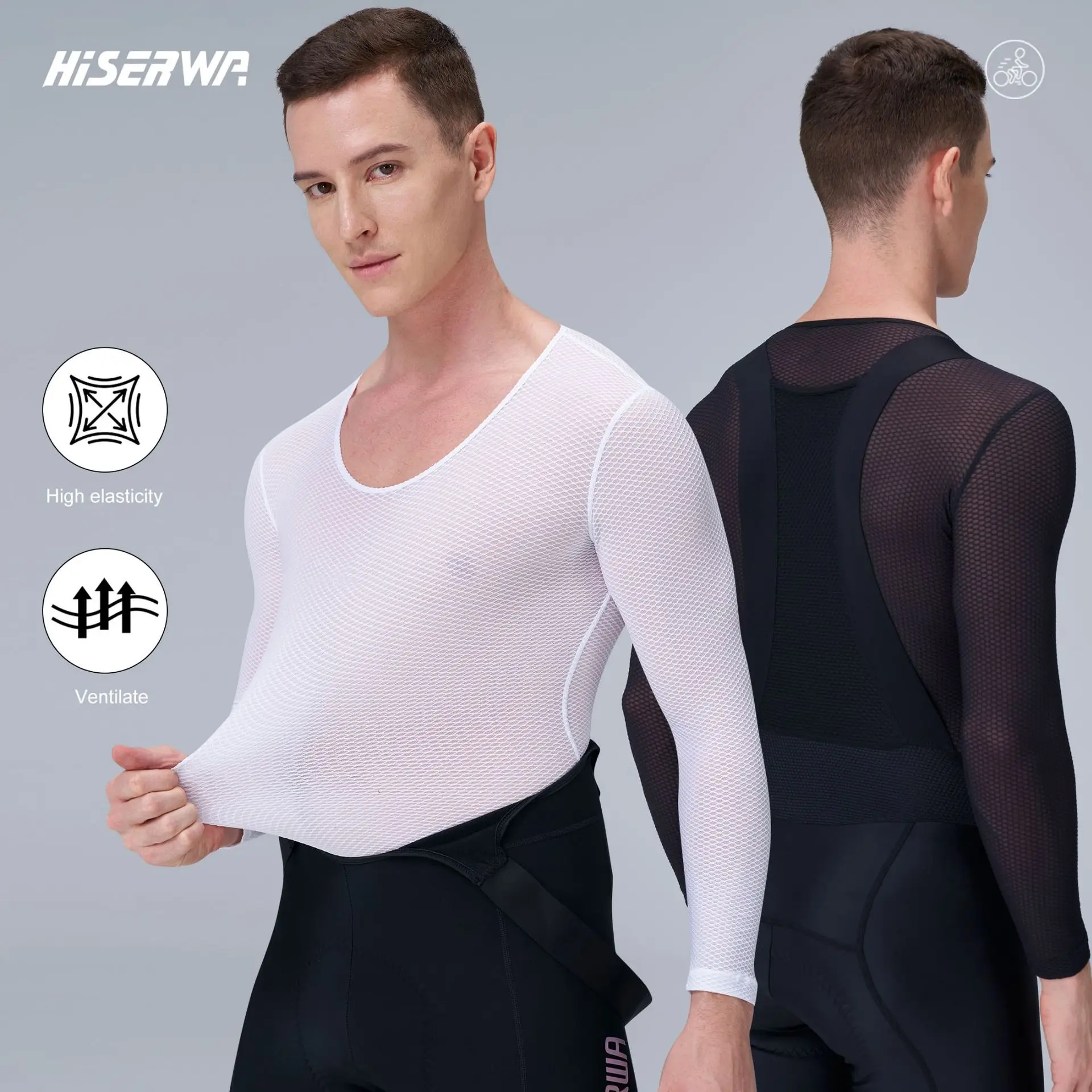 Hiserwa Men's Cycling Bib Tights Winter Thermal Fleece Long Cycling Pants 7H Pad Road Bike Bib Tights 4 Pockets Autumn Riding