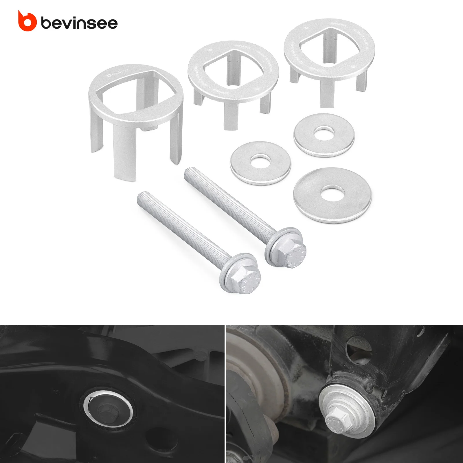 BEVINSEE Billet Aluminum Differential Mount Inserts Kit For BMW E90 E91 E92 E93 E82 E81 E87 E88, Reduces Differential Movement