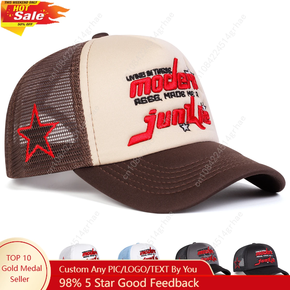 

Unisex Modern Junkie Letter Embroidery Baseball Net Caps Spring and Summer Outdoor Adjustable Casual Hats Sunscreen Hat