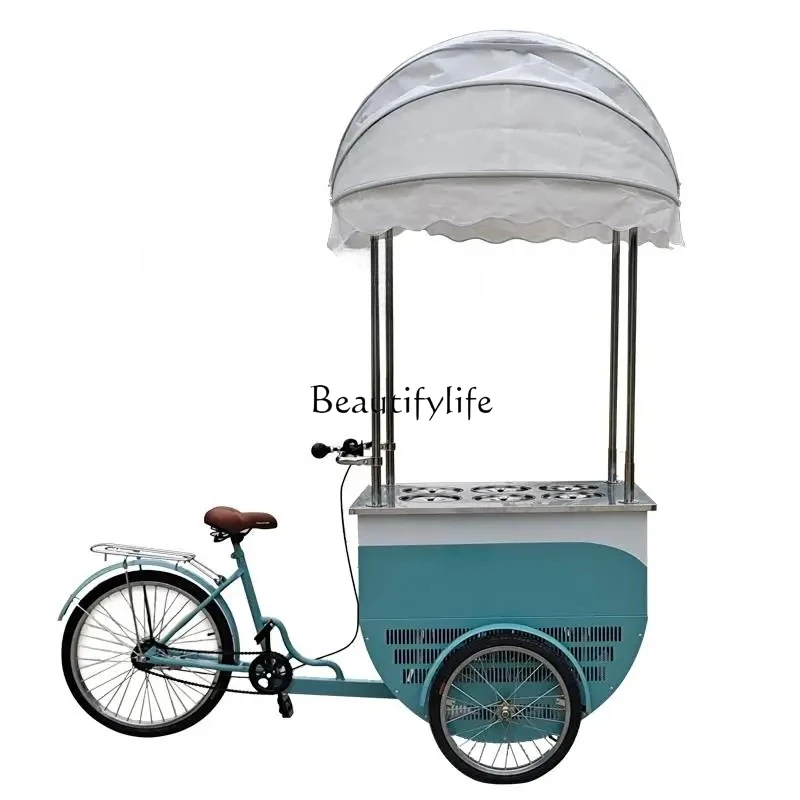 Customized Ice Cream Tricycle Italian Ice Cream Cart Popsicle Cart 3 Wheels Cart Bicycle Food Bike Price