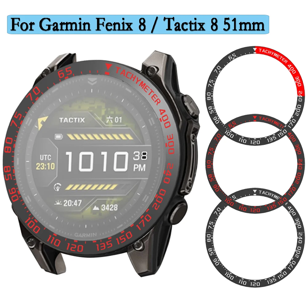 حلقات معدنية لـ Garmin Fenix 8 51 مللي متر/Tactix 8 51 مللي متر حافظة لاصقة إطار من الفولاذ المقاوم للصدأ حماية ساعات خواتم الديكور