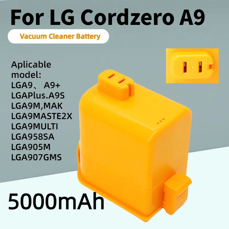 

5000mAh For LG Cordzero A9 Cordless Vacuum A9+ A9Plus A9M A9MASTER2X A9MULT12X A9PETNBED A9MULTI EAC63382204 Lithium Ion Battery