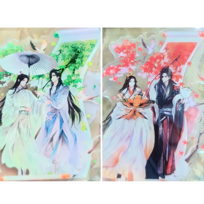 2Pcs/Set Tian Guan Ci Fu Heaven Official’s Blessing Character Acrylic Plaque Smoke and Rain Series Flower City Xie Lian Couple