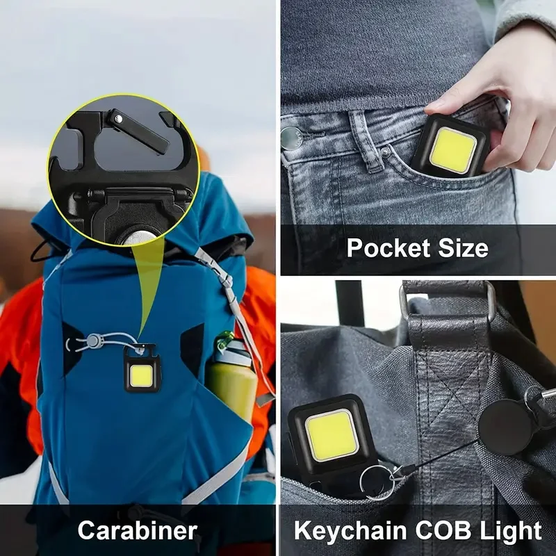 Mini LED Keychain Flashlight COB Night Light Portable USB Charging Camping Lamps For Work Outdoor Hiking Fishing Lighting