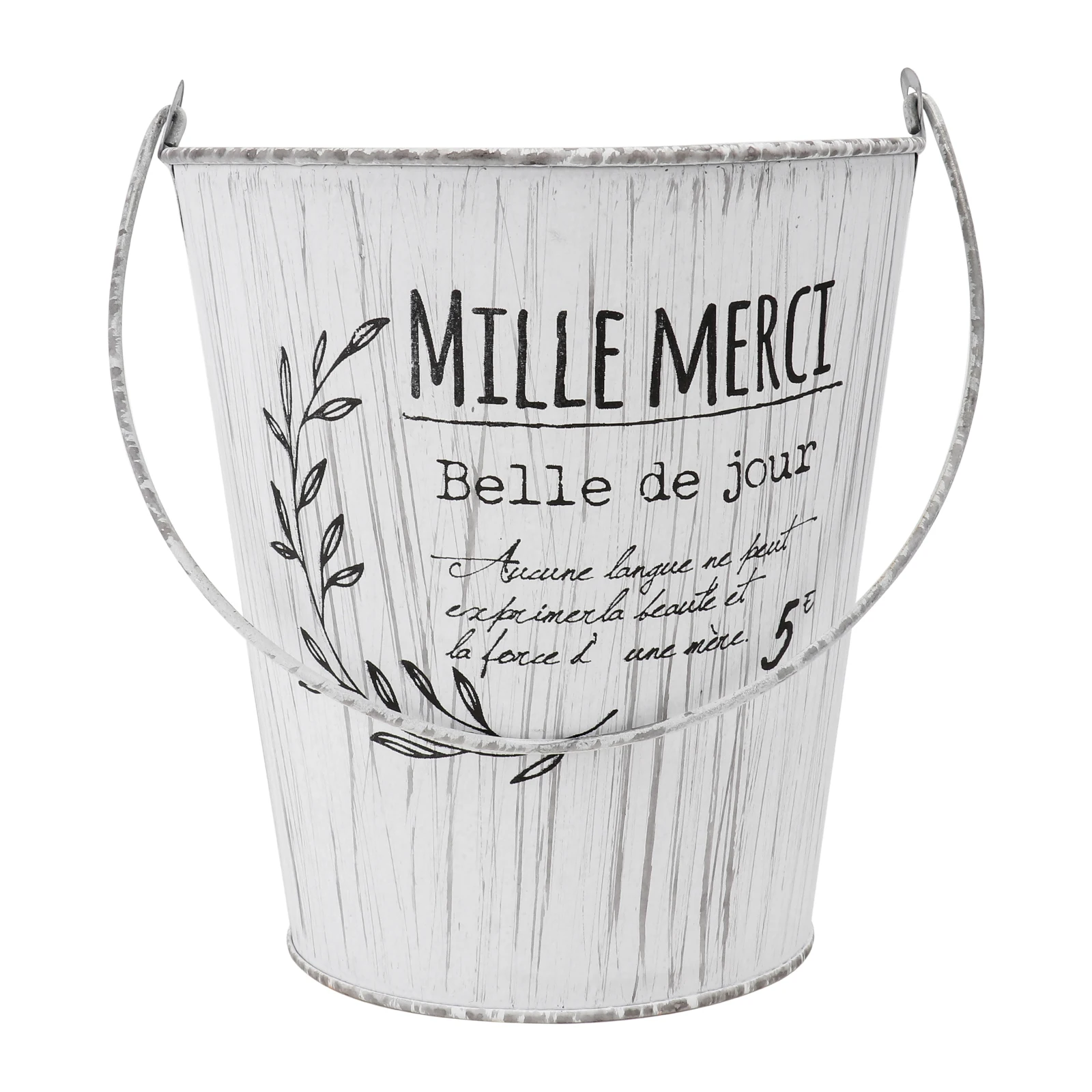 

Classic White Flower Pot 15.5x16H Simple Bucket for Home Decor Arranging Storage Rural Style Gardening Accessories