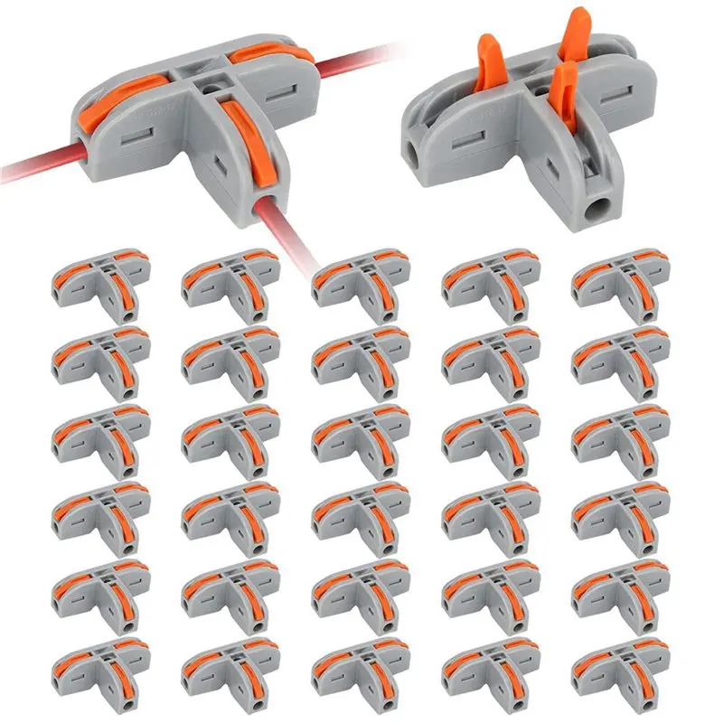 SHGO-60PCS T Shape Lever Nut Wire Connector, Quick Splitter 3 Way Electrical Connectors