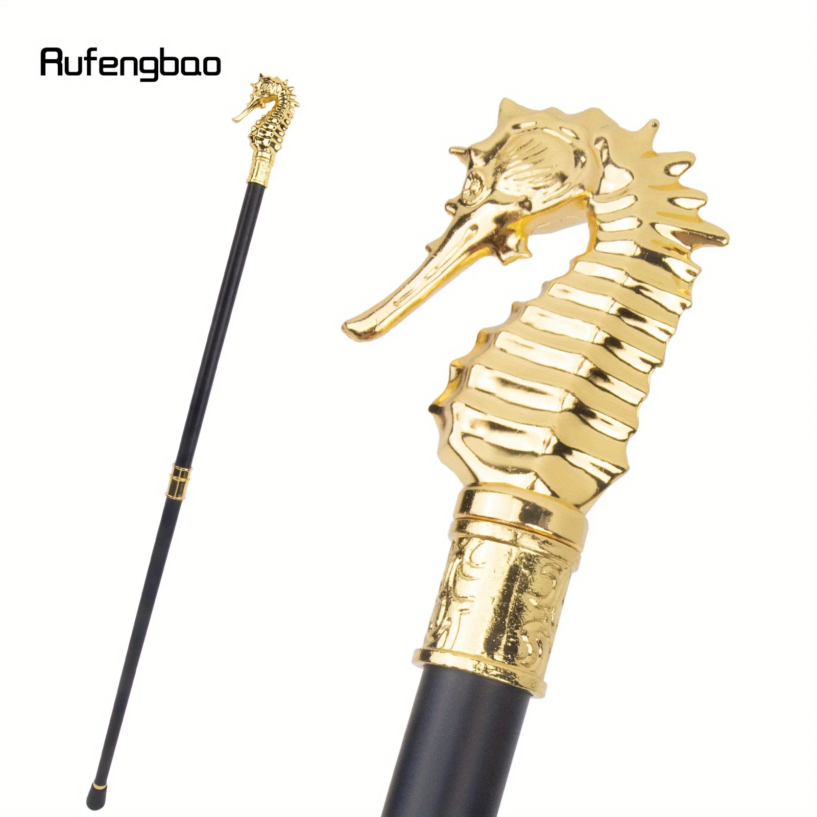 Golden Luxury Hippocampus Cane Fashion Stick Decorative Cane For Halloween For Cosplay And Parties, For Cosplay & Party