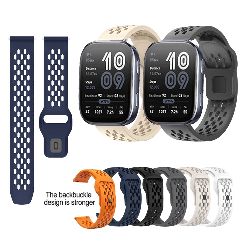 20mm 22mm Mesh Sports Watches Silicone Strap For Amazfit Bip 6 / Bip 5 / Bip 3 Pro / Bip Lite S U Multicolored Bracelet