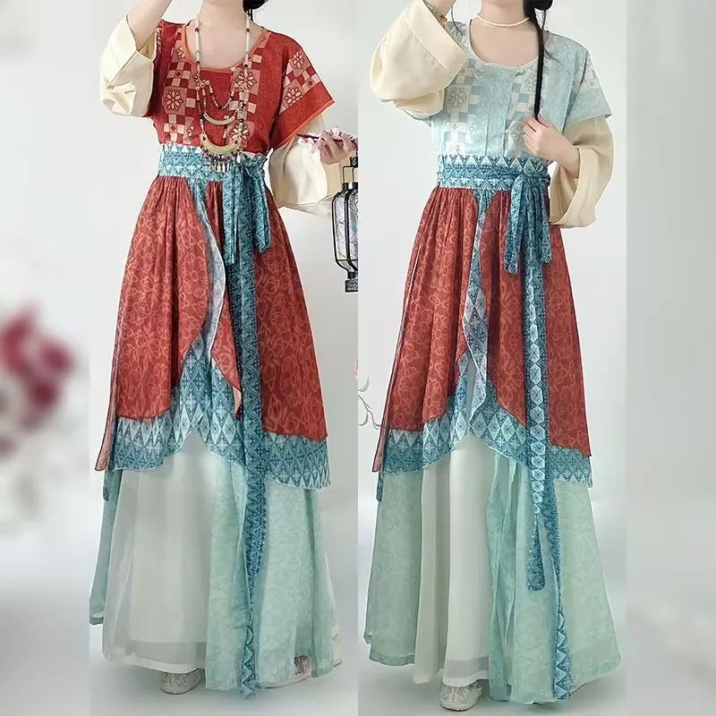 

Hanfu Dress Women Ancient Chinese Hanfu Sets Female Fairy Cosplay Costume Tang Dynasty Red&Blue Hanfu Party Outfit For Women