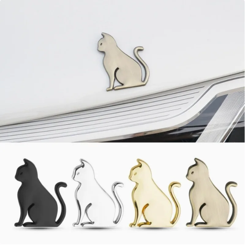 3D Metal Cat Car Sticker, Self‑Adhesive Badge Emblem, Waterproof Scratch Cover Decor for Cars, Motorcycles & Vehicles