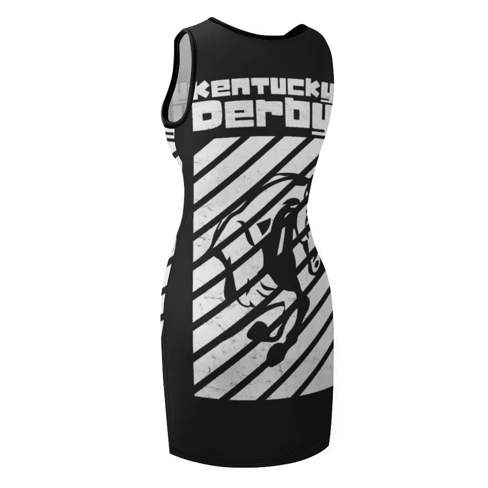 كنتاكي ديربي تي شيرت أسود بدون أكمام فستان صيفي نسائي أنيق وفضفاض بدلة نسائية صيفية