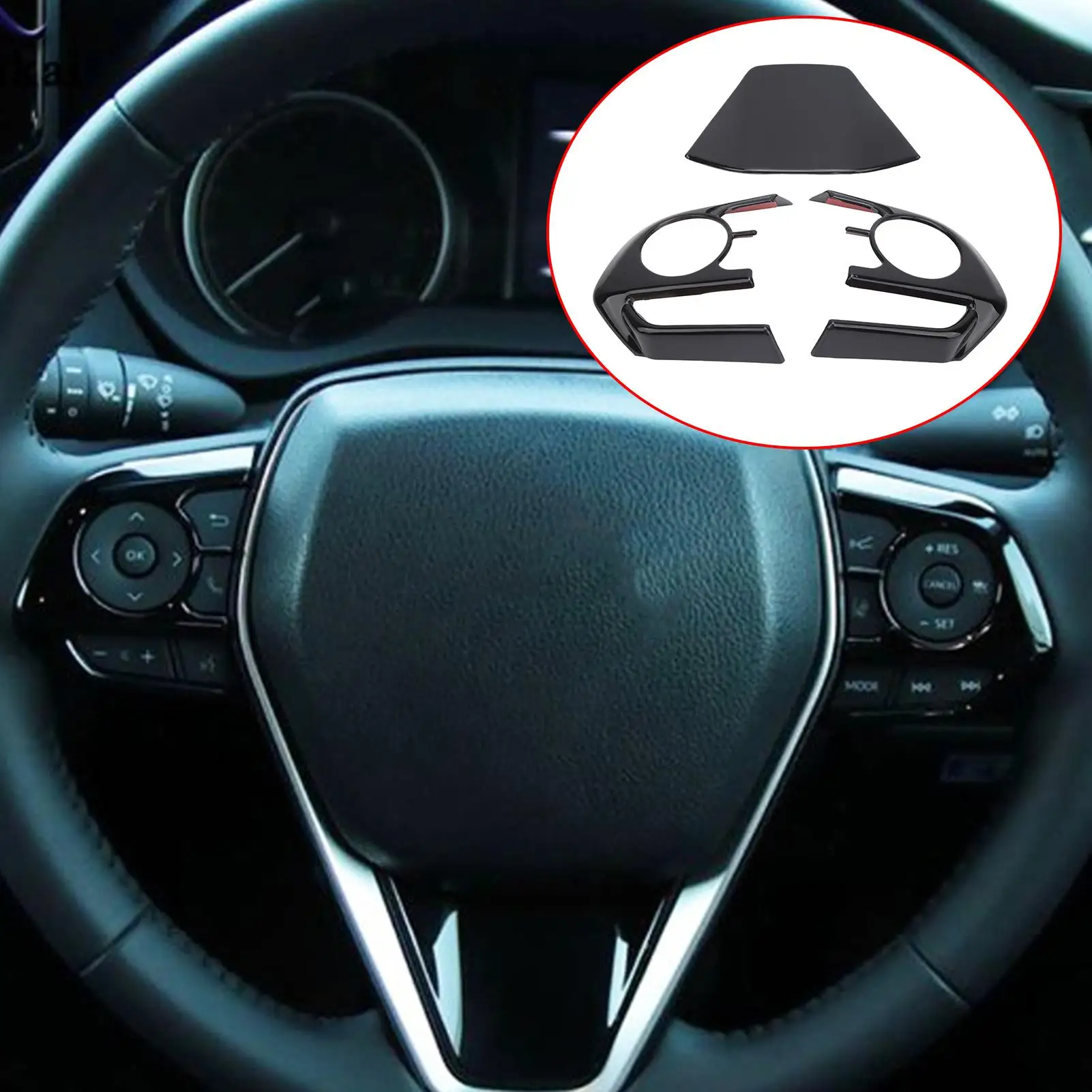 صالح لتويوتا هارير ل فينزا XU80 2020 2021 عجلة توجيه سيارة غطاء إطاري زر التحكم مجموعة الكسوة اكسسوارات السيارات الداخلية #4