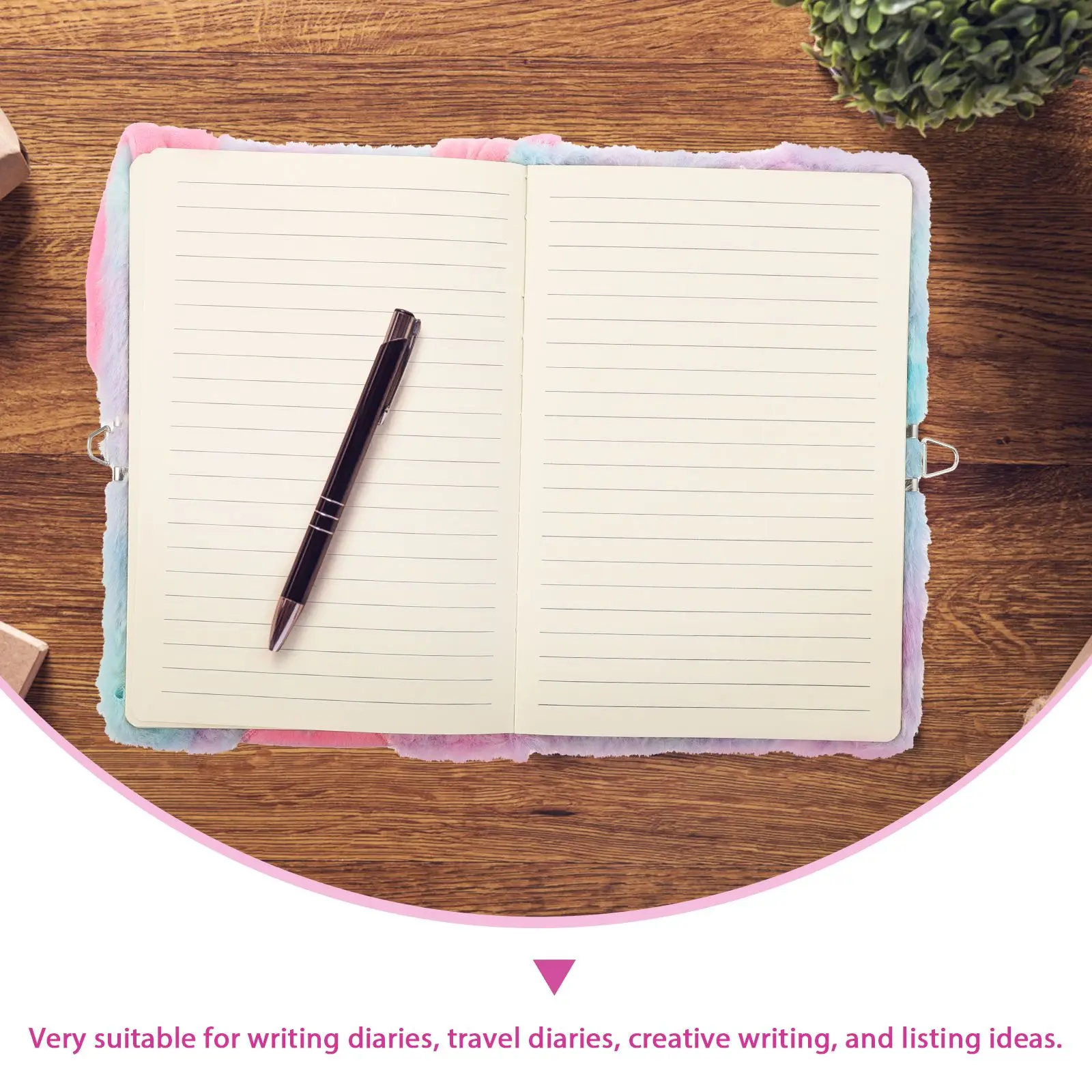 Carnet de notes verrouillable A4, papier lisse, coque en peluche de dessin animé, rechargeable en métal, pour filles de 8 à 12 ans, étudiants, voyageurs, écriture