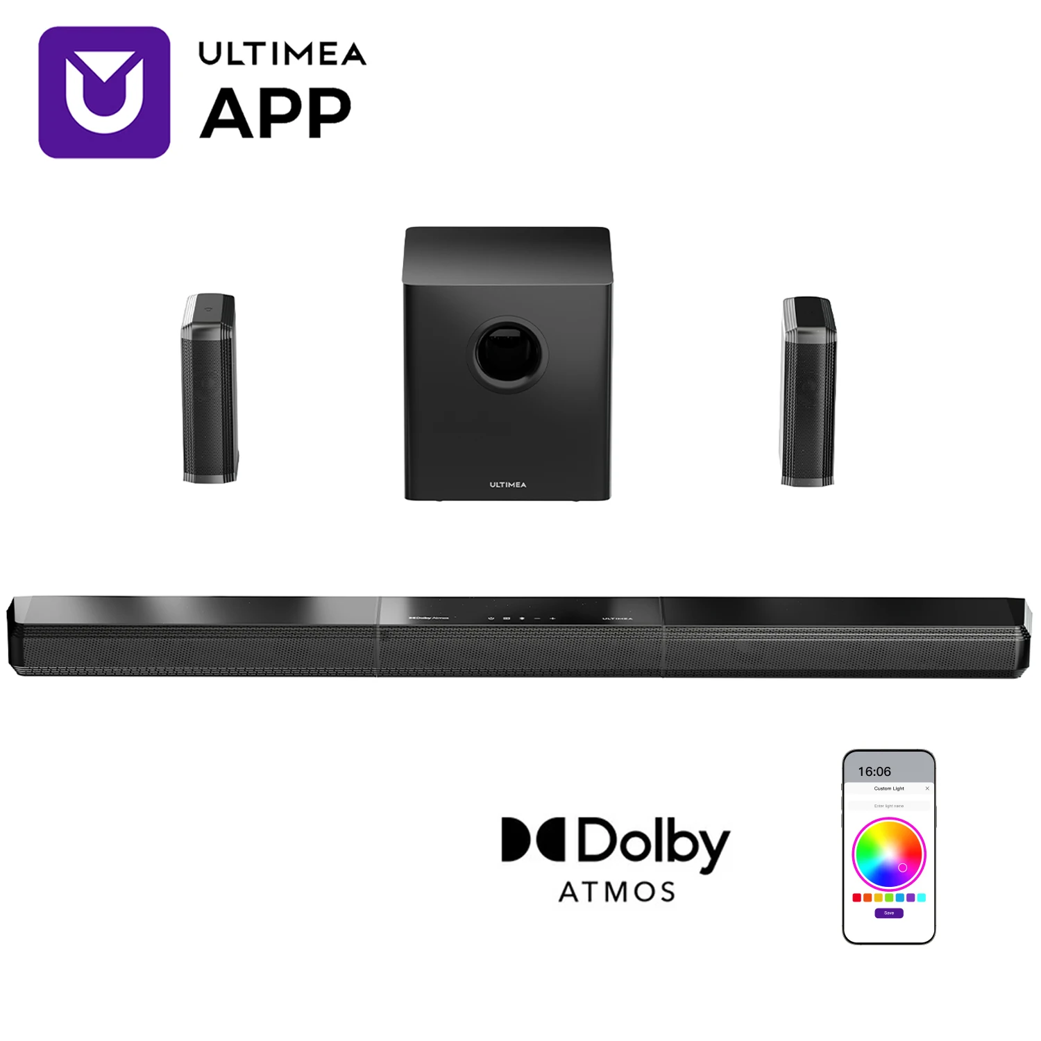 ULTIMEA Apollo S90 9.1ch Dolby Atmos Detachable Soundbar with RGB Light, APP Control, Home Theater Surround System for TV