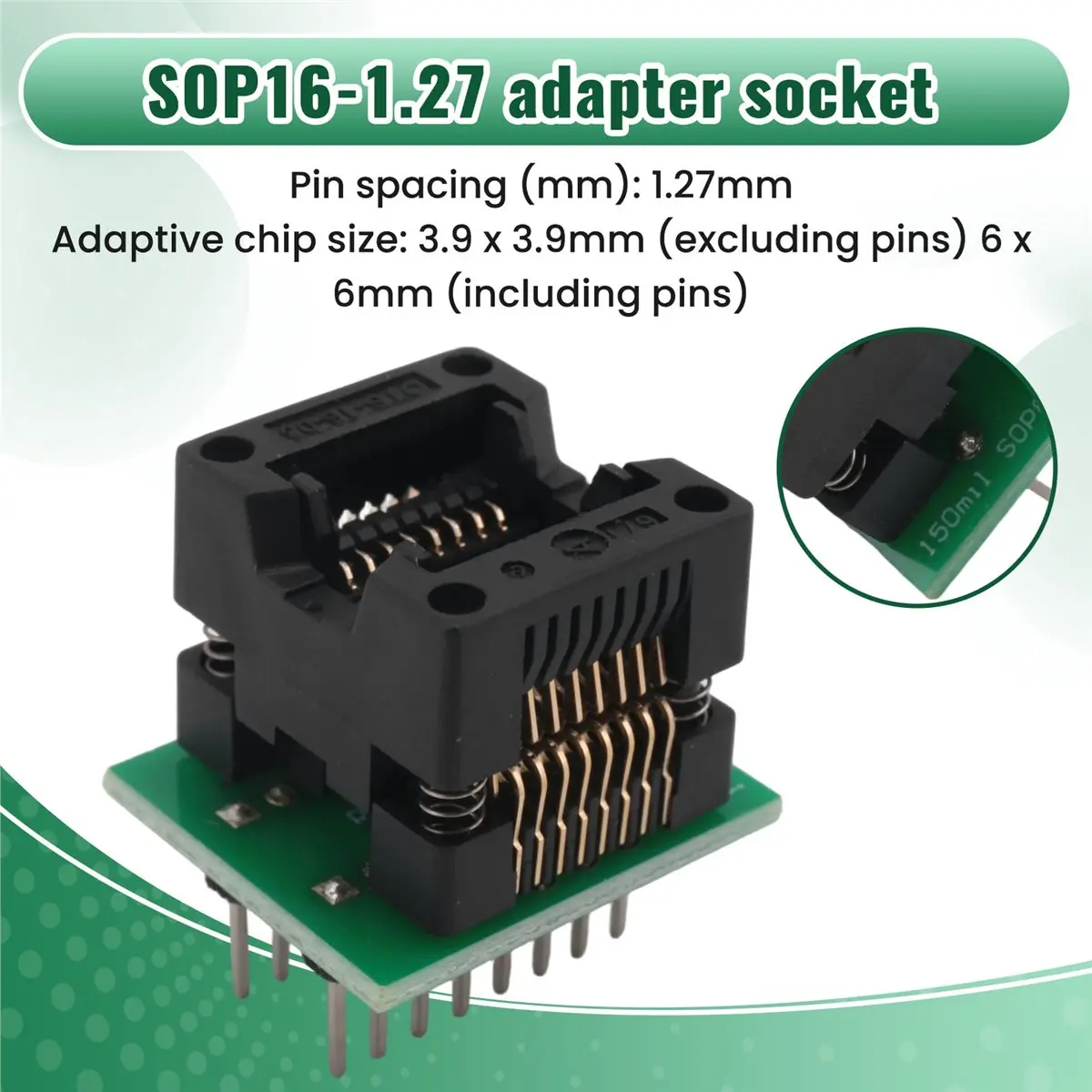 AS62 SOP16 TO DIP16 IC Programmer Adapter Socket 150Mil Chip Programmer SOP16-1.27 Adapter Socket to DIP16 Ots16-1.27-03