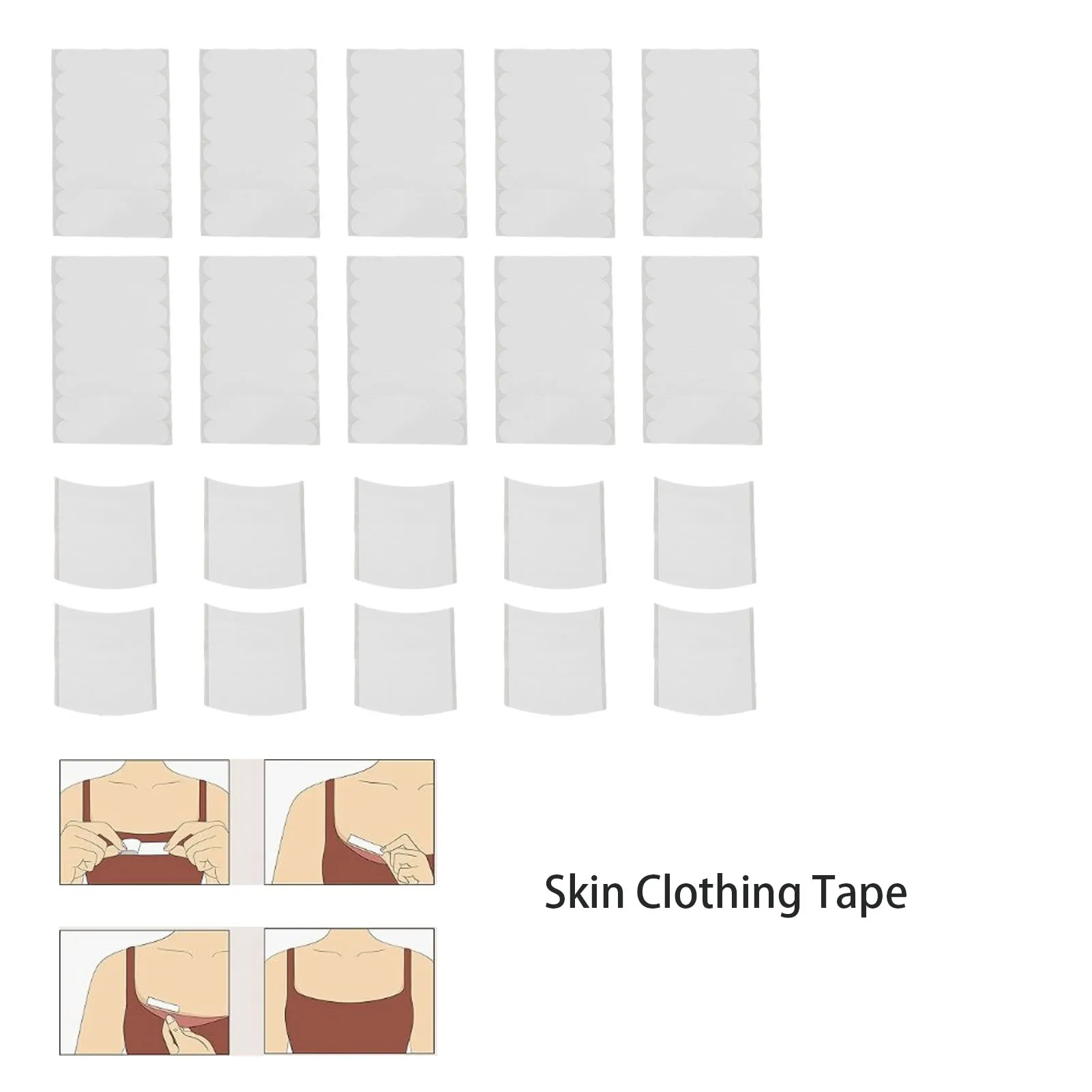 2 مجموعة الجلد الملابس الشريط مزدوج الوجهين فستان الجسم الملابس تنحنح غير التعرض هيم الشريط 10 قطعة مستديرة و 10 قطعة منحني