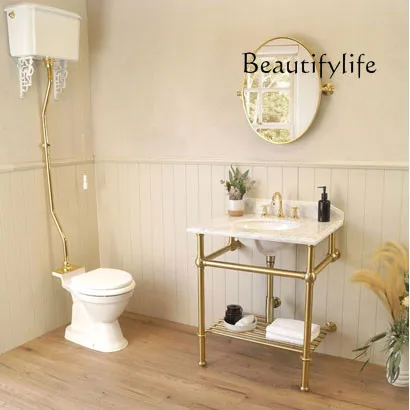 

Новая классическая раковина-кронштейн из чистой меди на заказ, конфигурация отеля в стиле ретро на столешнице, креативная раковина