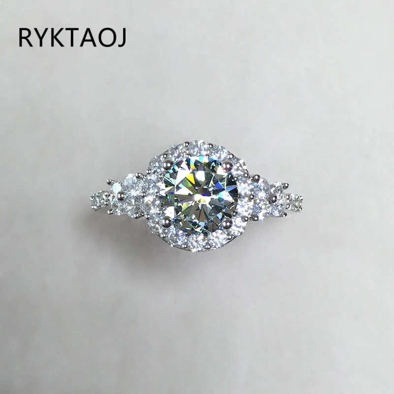 925 Sterling Silver Round Cubic Zirconia Halo Ring for Women Double Halo CZ Ring Split Shank Wedding Promise Fine Jewelry Gift