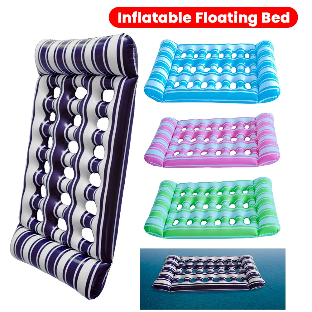 

Hammock Recliner Chair PVC Inflatable Water Sleeping Bed Foldable Floating Lounger Air Mattress for Swimming Pool Party