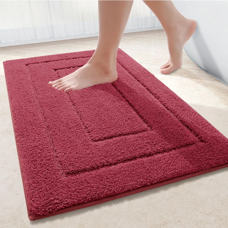 Homaxy Double Frame Velveteen Bathroom Mat Floor Mat Indoor Non Slip Door Mat Dirt Trap Absorbs Water Comfortable Bathroom Mat