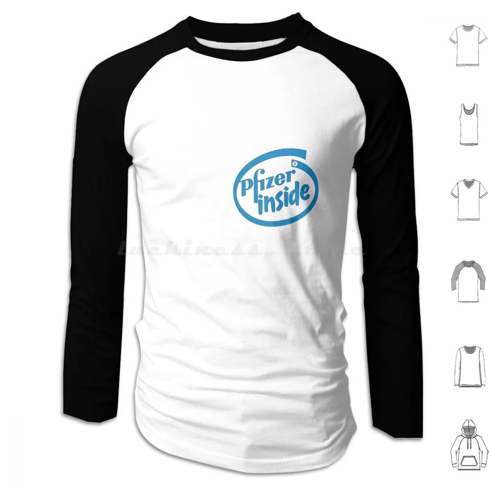 Pfizer ( Intel ) Inside Hoodie cotton Long Sleeve Pfizer Intel Intel Inside Vaccine 19 Meme Funny Haha Computer Compsci Cs