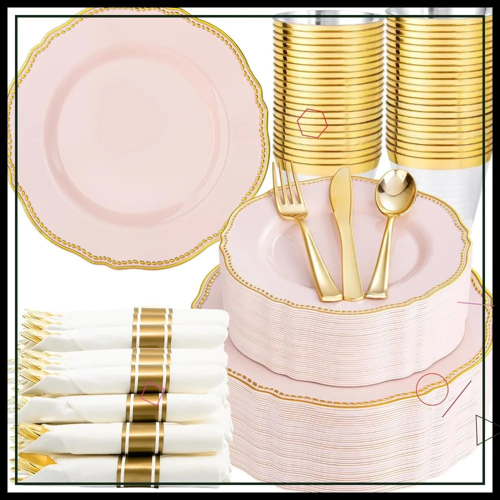 350Pcs Pink & Gold …