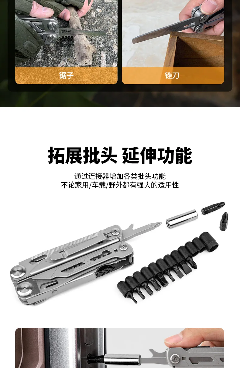 Multifunktionale Klappzange, Edelstahlmesser, Schraubendreher, Schneider für Outdoor, Survival, Camping, Jagd, Wandern – Detail 9