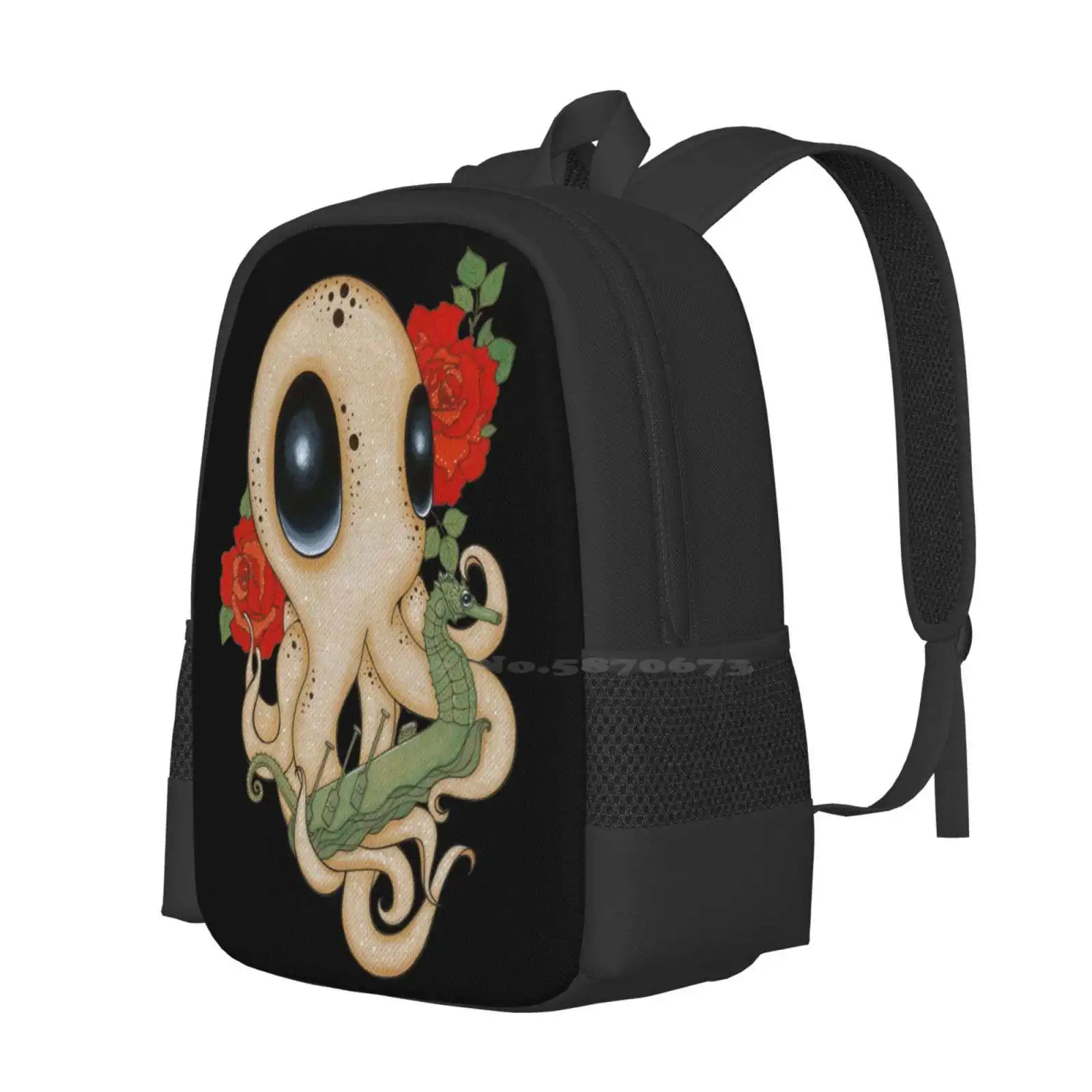 Caught Falling Deep Hot Sale Schoolbag Backpack Fashion Bags Octopus Tentacles Lea Barozzi Roses Rose City Portland Dragon