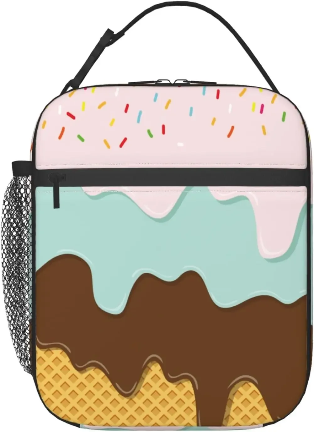 Cute Ice Cream Lunch Bag For Women Men Insulated Waterproof Lunch Tote Reusable Lunch Cooler Bag for Work Office Picnic Travel