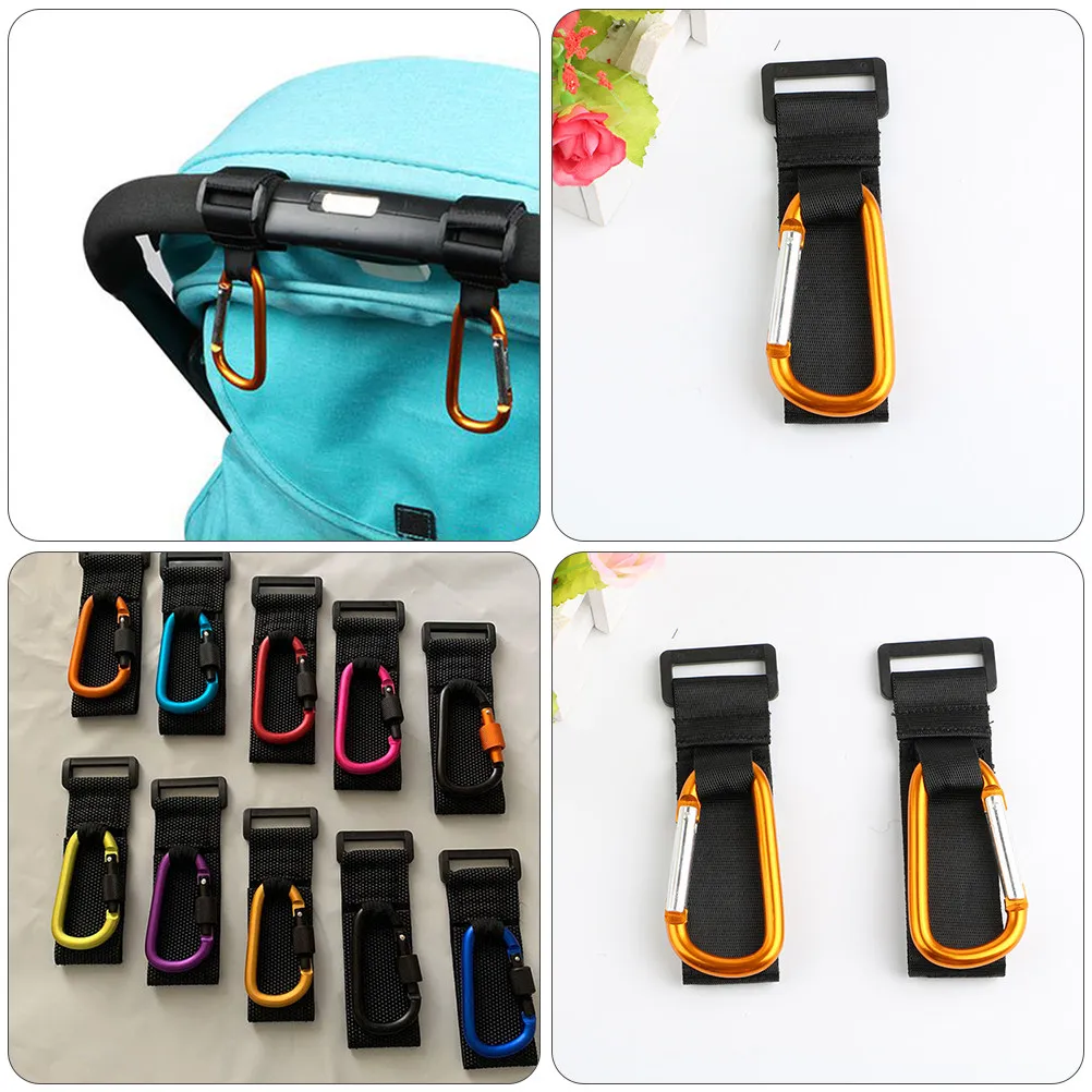 2Pcs Reinforced Non-Slip Stroller Hooks Multi-Purpose Stroller Organizer Hook Clip for Strollers Walkers Wheelchairs Lightweight