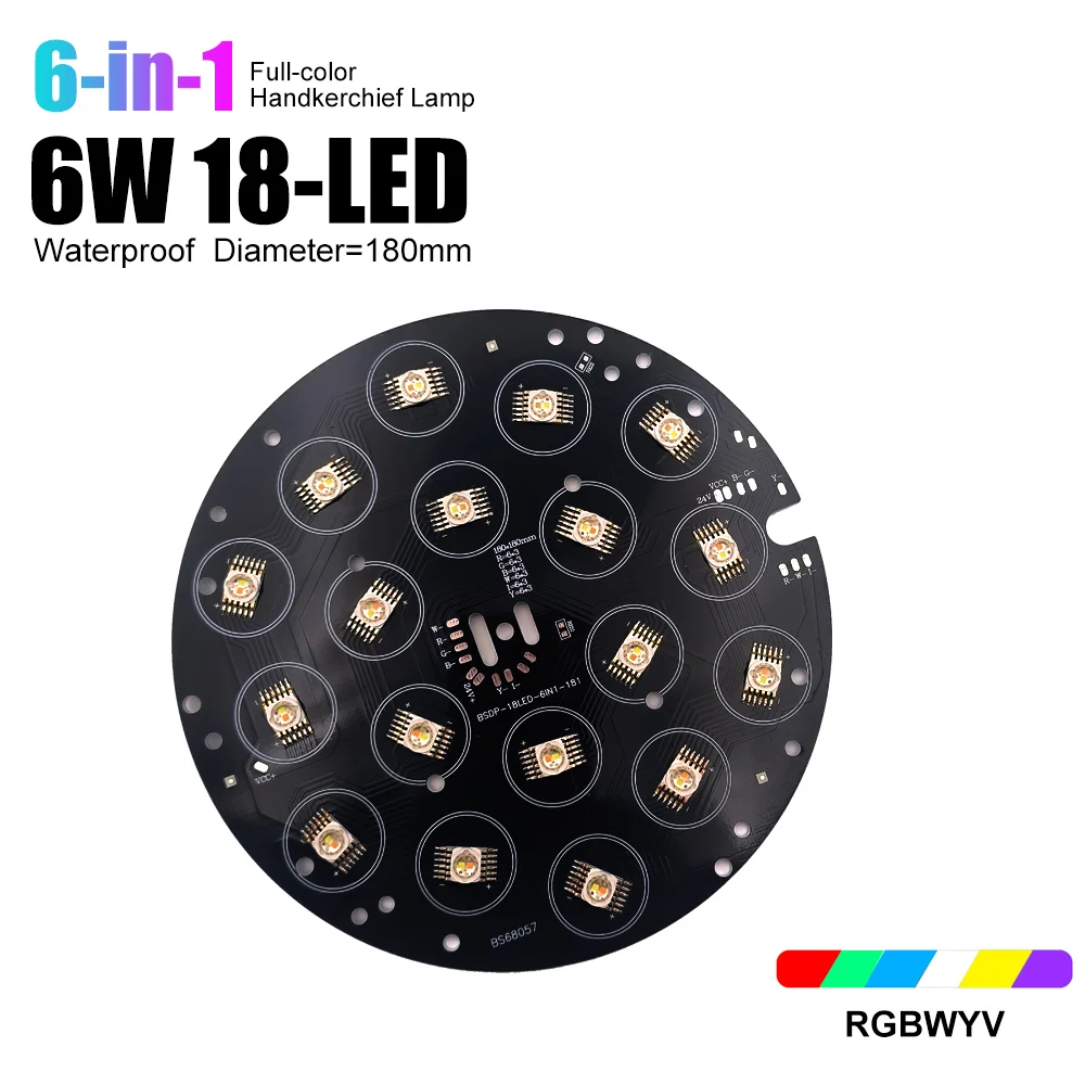 6in1 18X6W RGBWYV ไฟ LED แบบเต็มสี กันน้ำ ตัวเรือนอะลูมิเนียมหล่อ สำหรับงานเวที อะไหล่ซ่อมแผงวงจร PCBA ประเภทสินค้า