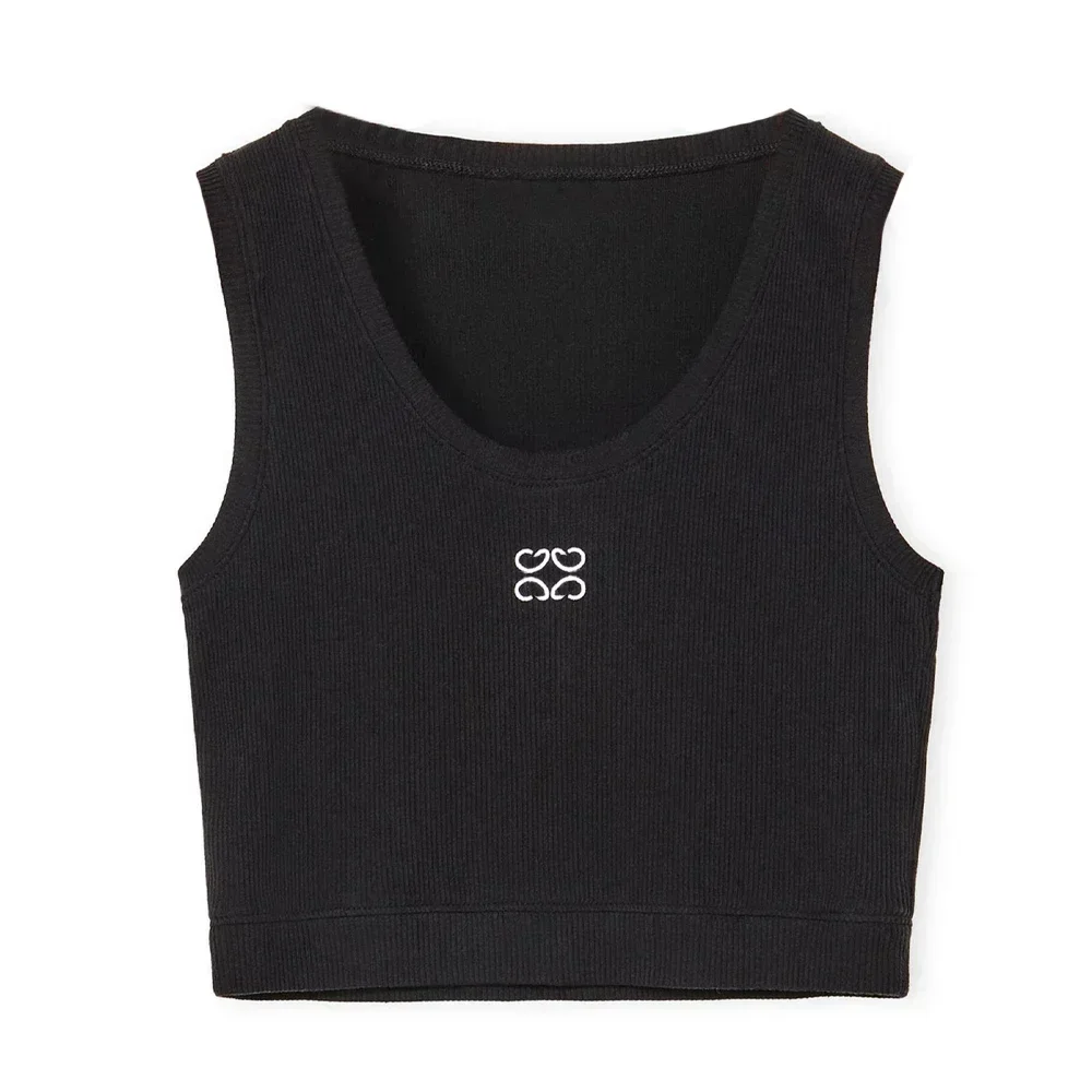 New Fashion All-in-one Sports Vest Embroidered Logo Slim U Collar Sleeveless Goddess Halter Top