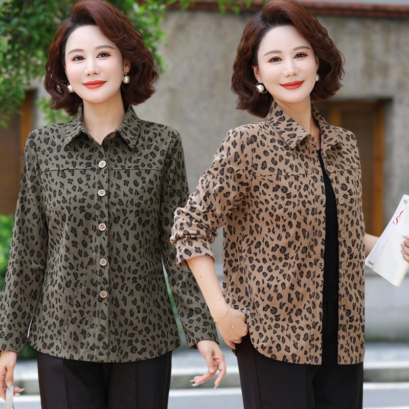 Blusa mãe elegante feminina primavera outono elegante camisa de manga comprida