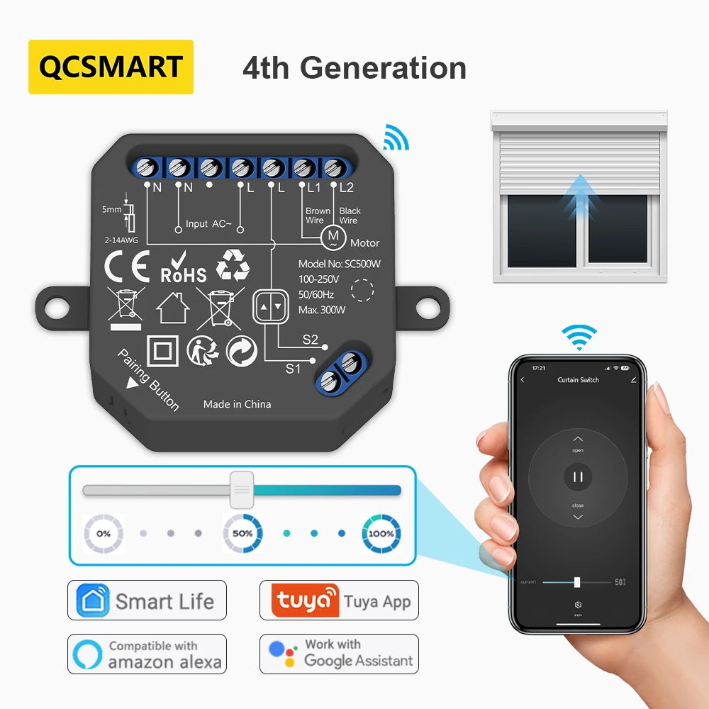 Tuya casa inteligente wi fi cortina interruptor módulo de relé para persianas janela persiana rolo app controle porcentagem google casa alexa