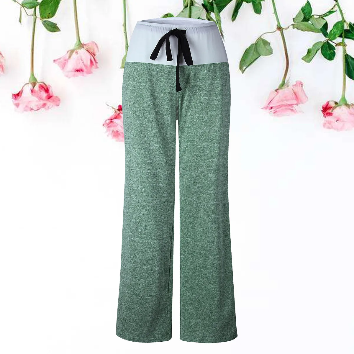 Light Green Women's Yoga Pants Quick-Dry Cotton Harem Fit Loose Fitness Trousers for Pilates Dance
