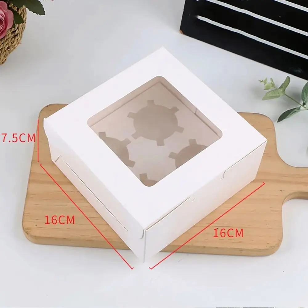 2/4Pcs Cupcake Packing Baking Packing Box 1/2/4/6 Grids Kraft Paper Gift Package Boxes with Tray Transparent Window Pastry Cases