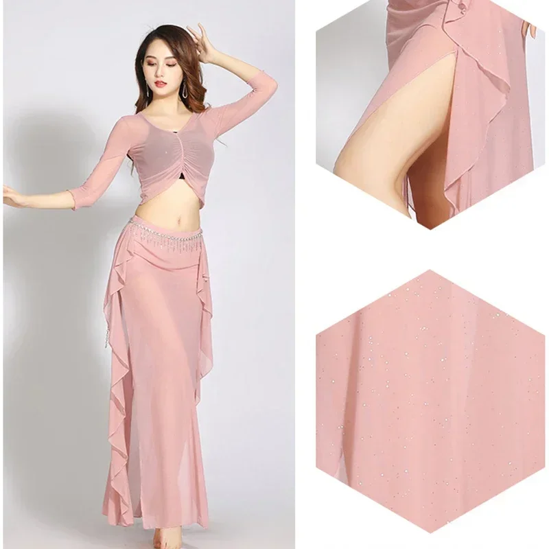 Belly Dance Long Dress Set Sexy Wemen Costume Practice Clothes Oriental Performance Dress Stage Dance Suit Vestidos De Baile
