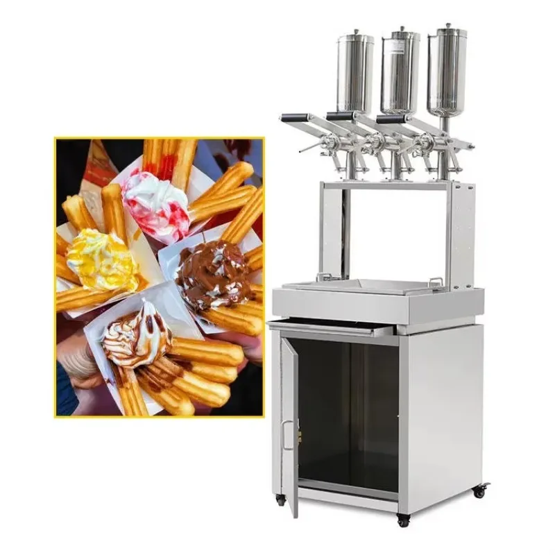 Automatic Mini Churro Maker Donut Cream Filling Machine Spanish Butter Puff Cake Injector Grain Making Equipment