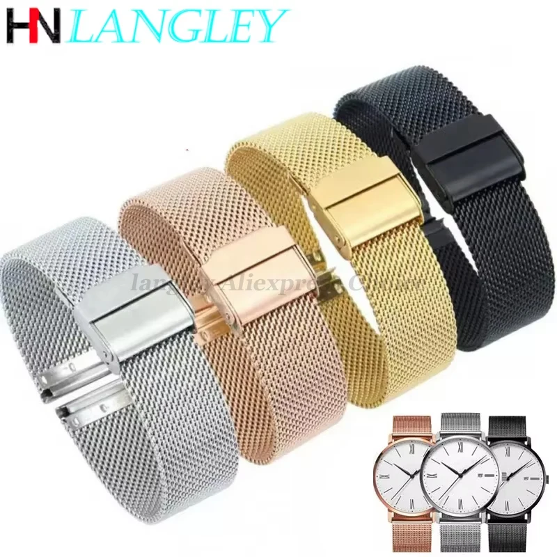 Milanese Fine Mesh Watch Band Stainless Steel Strap for DW Watch Strap Woven Mesh Bands 12/13/14/15/16/17/18/19/20/21/22/23/24mm