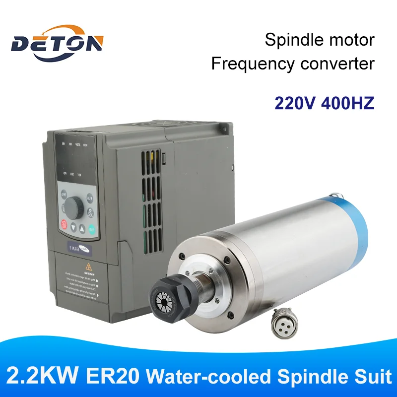 

2.2KW ER20 CNC Milling Machine Water Cooling Spindle Motor Set 80MM 24000RPM 220V AC Spindle Motor & Frequency Converter