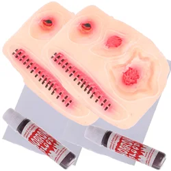 2pcs Halloween 3D Horrible Wound Latex Stickers Make Up Blood Injury Body Stickers Wound Stickers for Costume Party Random Style