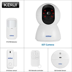 KERUI-sistema de alarma con cámara multifunción, alarma y cámara 2 en 1, Kit de vigilancia de seguridad para el hogar con Detector de movimiento, Sensor de puerta