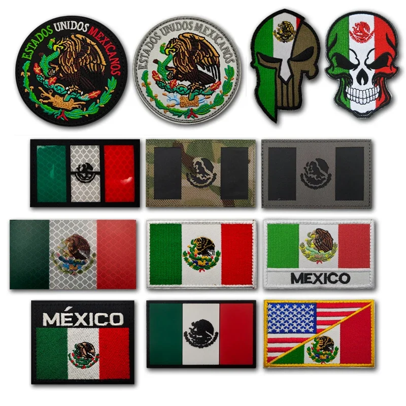 Mexico Flags IR Reflective Patches EMT Star of Life Stripes Tactical Medic Medical Aid Mexican Flag Appliques