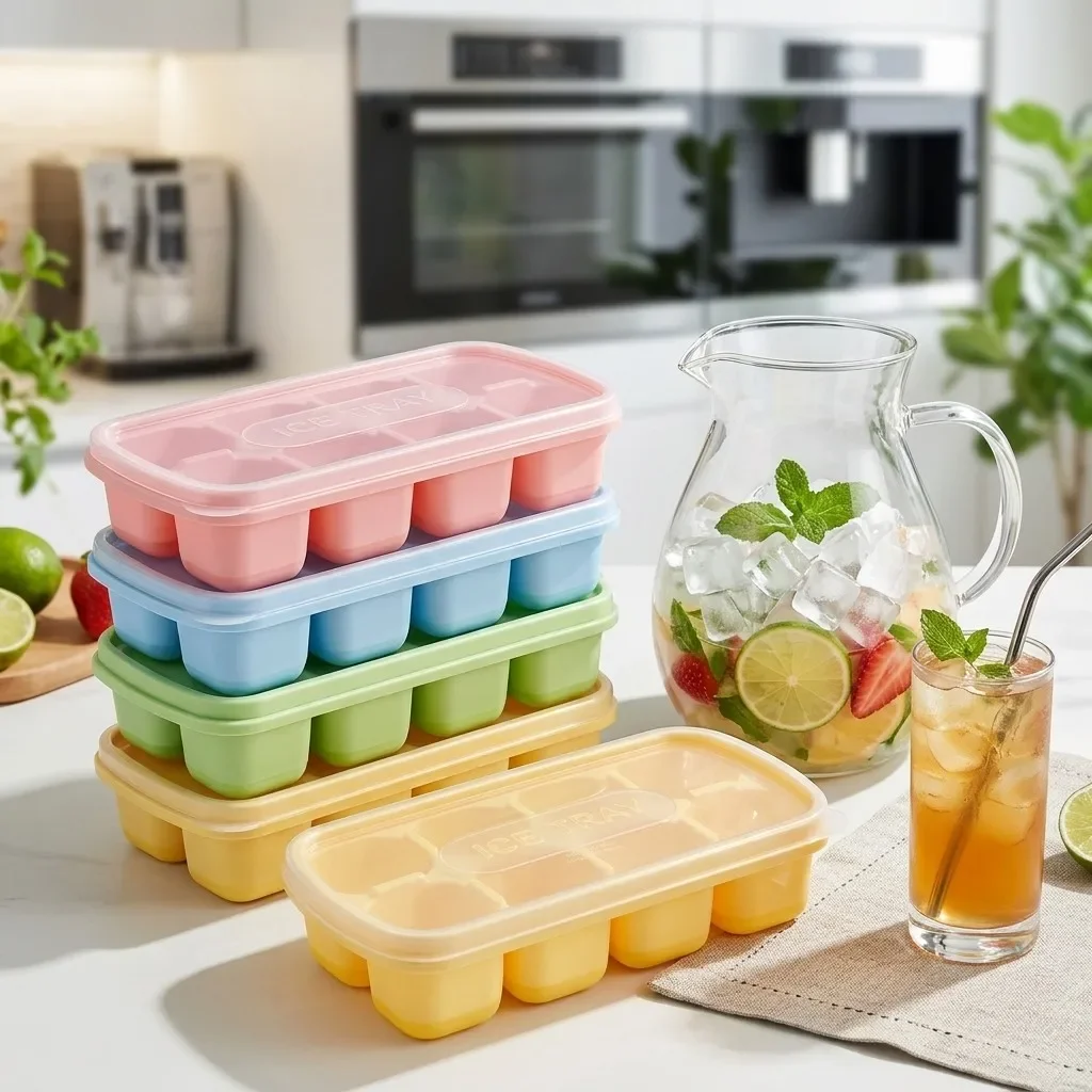 1/2/4pcs Mini Square Ice Cube Mold Easy-Release Plastic Ice Cube Tray Freezer Ice Cube Maker For Whisky&Drinks 8 Grids Ice Mould