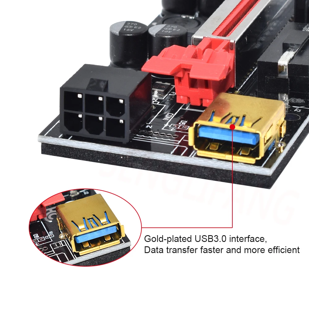 VER009S USB 3.0 PCIE Riser Cartão Adaptador, VER009C PLUS VER010-X VER012 Max Express 16x, SATA 15Pin para 6Pin, mais novo, 1 a 10pcs